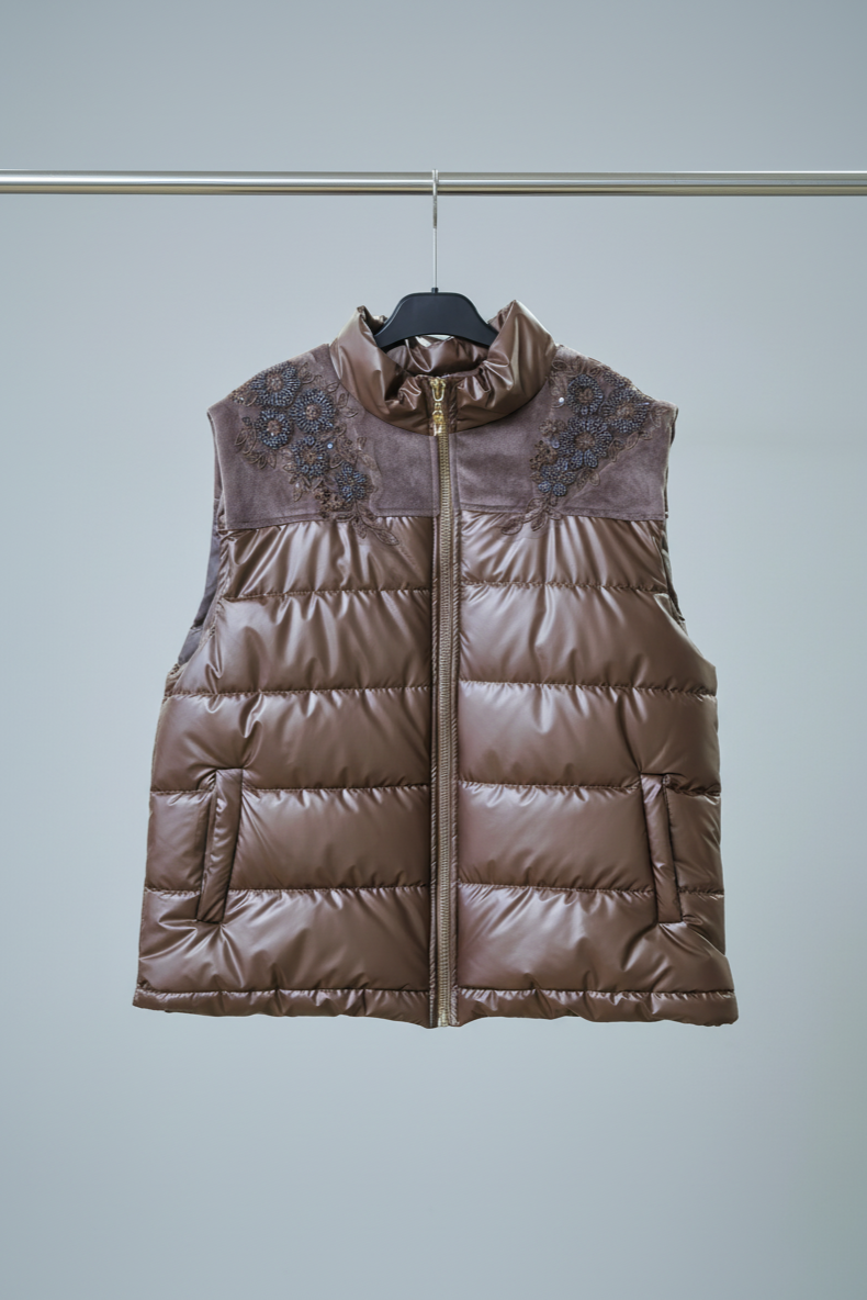 Zerina Kadife İşleme İşleme Detaylı Mont Yelek