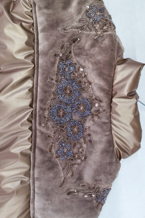 Zerina Kadife İşleme İşleme Detaylı Mont Yelek