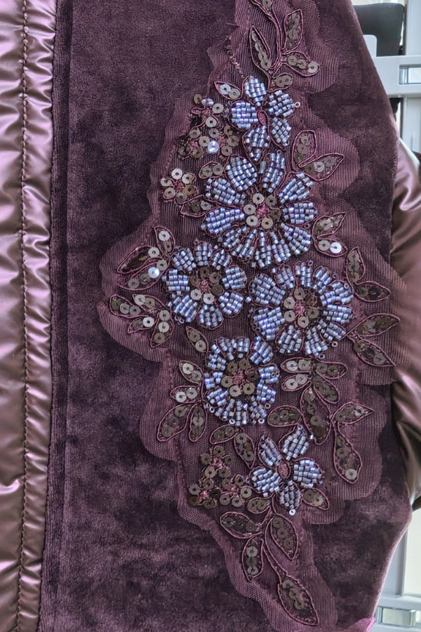 Zerina Kadife İşleme İşleme Detaylı Mont Yelek