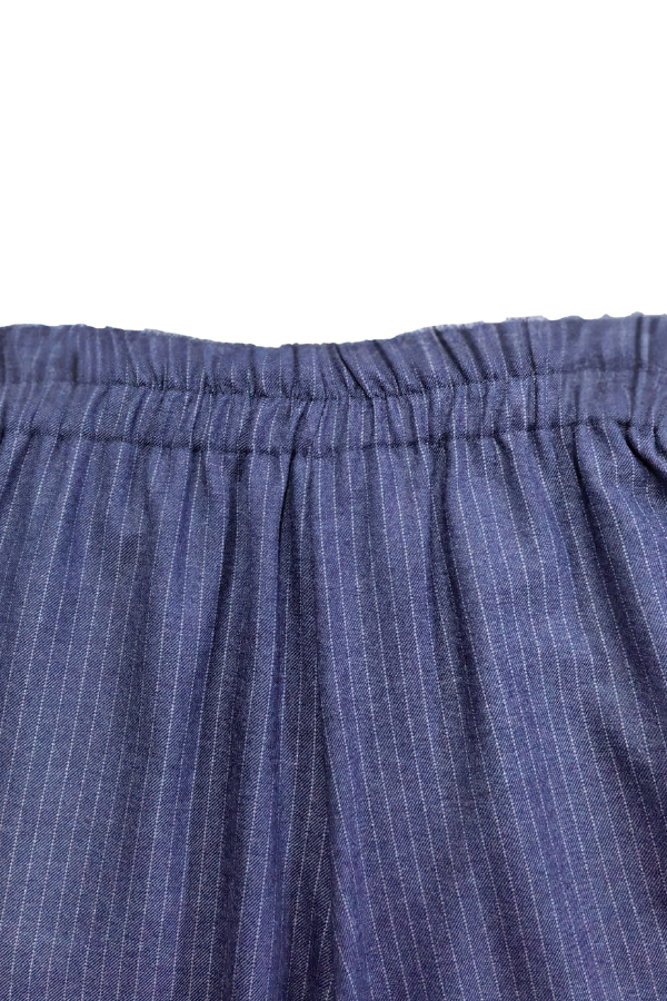 Zerina Çizgili Kot Görünümlü Tek Pileli Pantolun