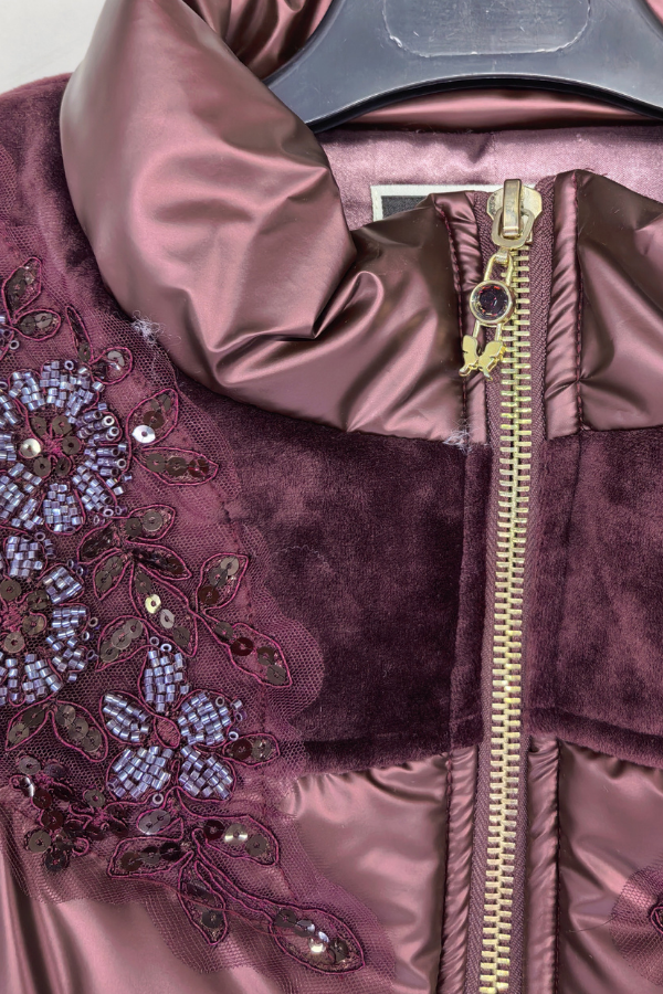 Zerina Kadife İşleme İşleme Detaylı Mont Yelek