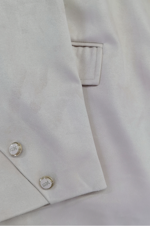 Süet Şerit Detaylı Bej Ciclo Ceket