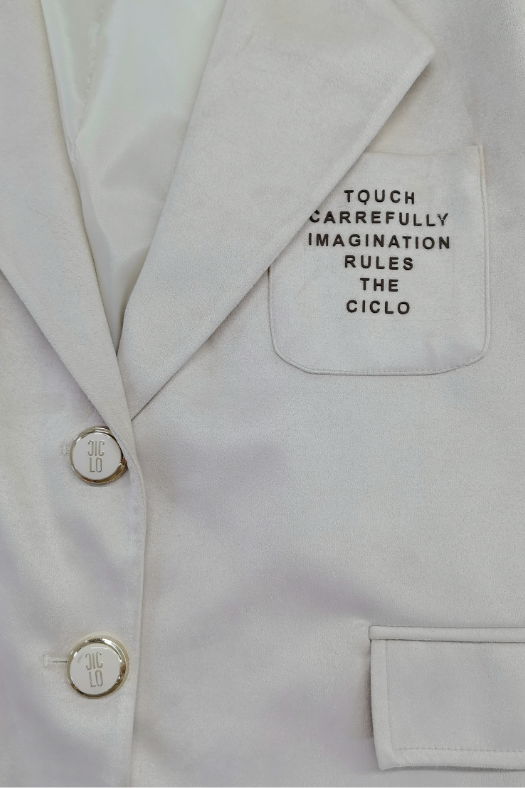 Süet Şerit Detaylı Bej Ciclo Ceket