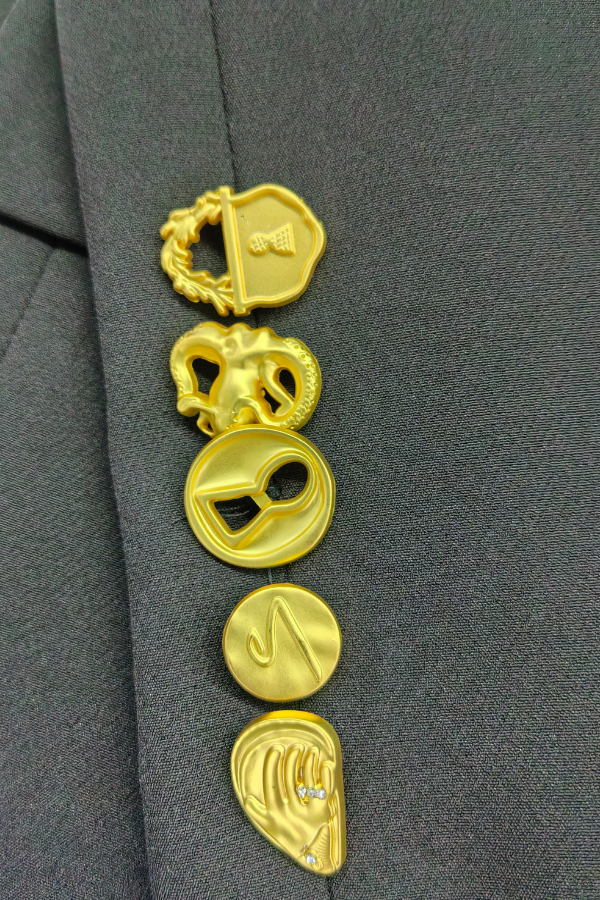 Zerina Gold Düğme Detaylı Blazer Ceket