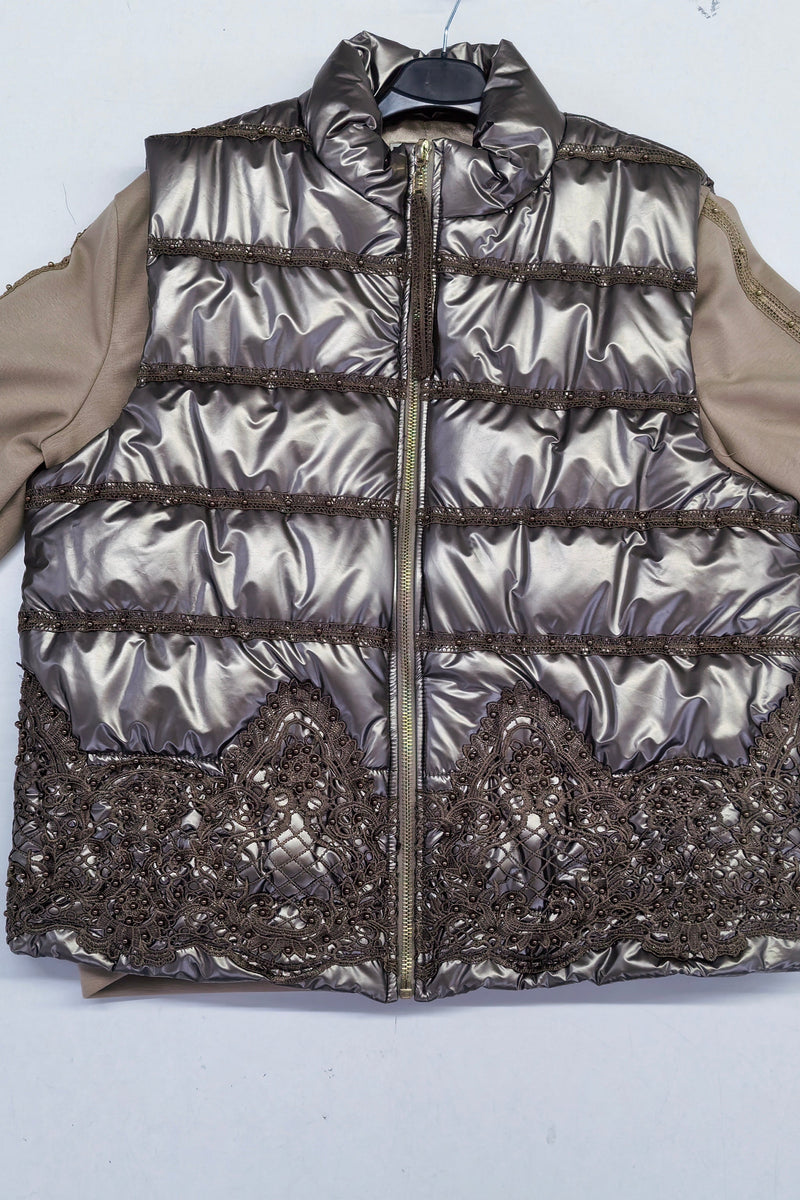 Zerina Boncuk Detaylı İşlemeli Mont Yelek Eşofman Takımı