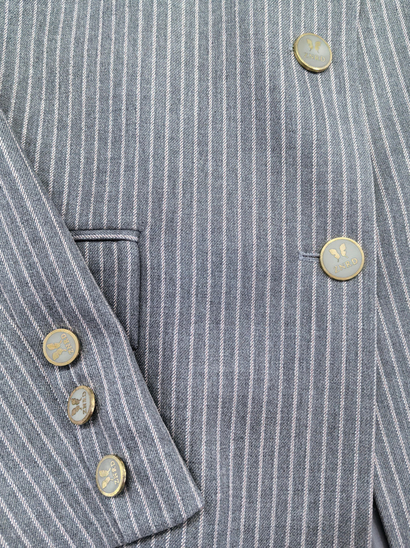 Zerina Pudra Çizgili Gri Ceket