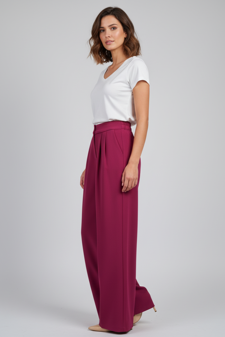 Zerina Arkası Lastikli Fuşya Pantolon