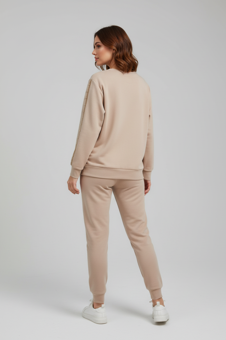 Zerina Boncuk Detaylı İşlemeli Mont Yelek Eşofman Takımı