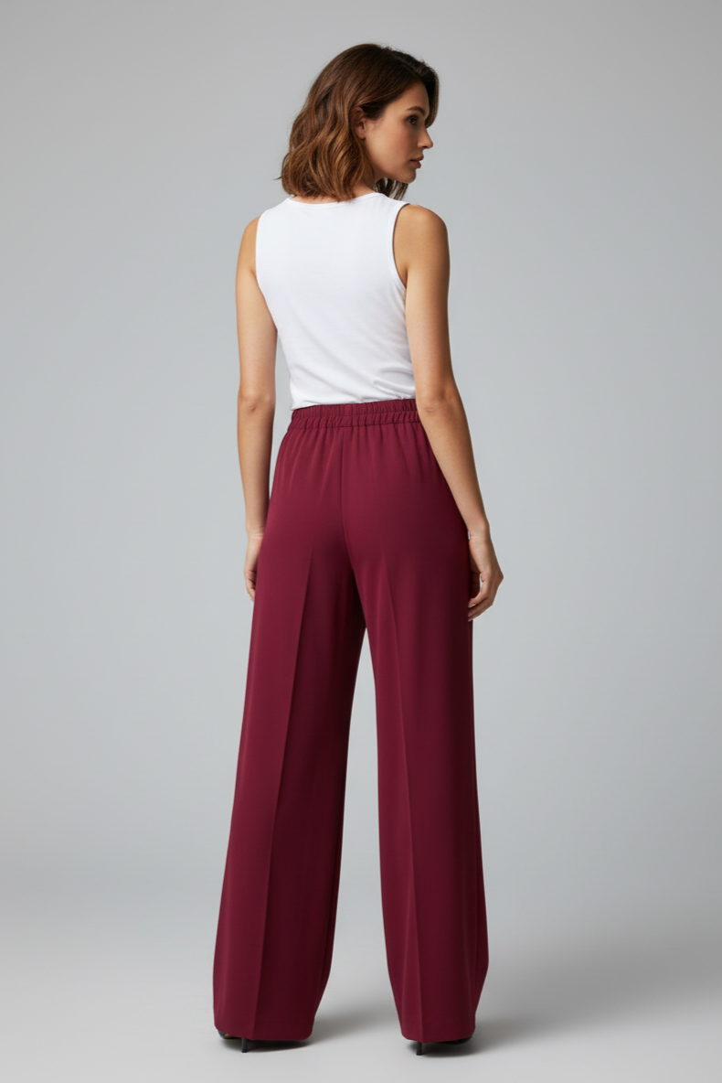 Zerina Arkası Lastikli Fuşya Pantolon