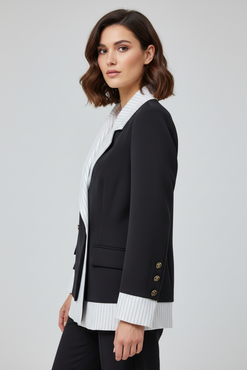 Çizgili Garnili Ceket