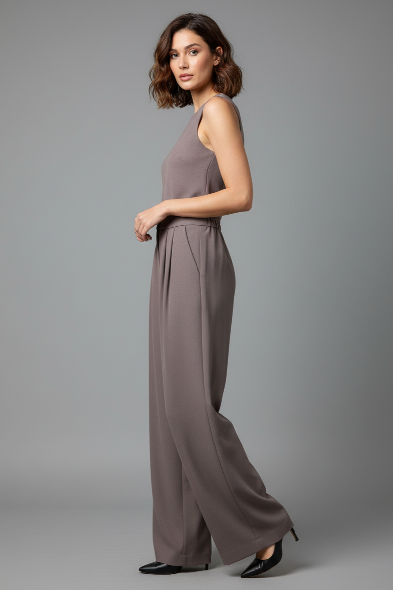 Zerina Çift Pileli Vizon Pantolon