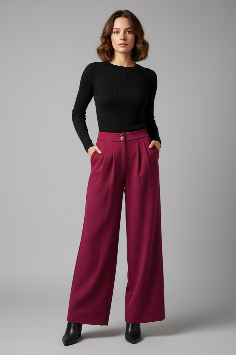 Zerina Arkası Lastikli Fuşya Pantolon