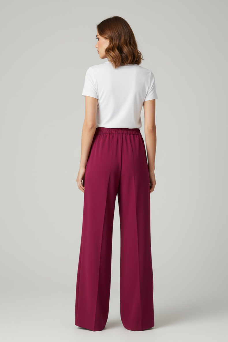 Zerina Arkası Lastikli Fuşya Pantolon