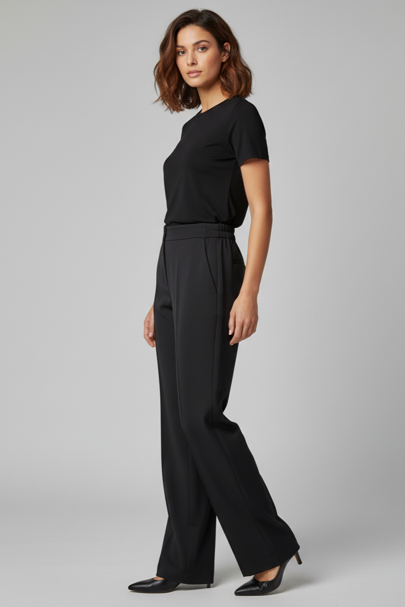 Zerina Tek Pileli Siyah Pantolon