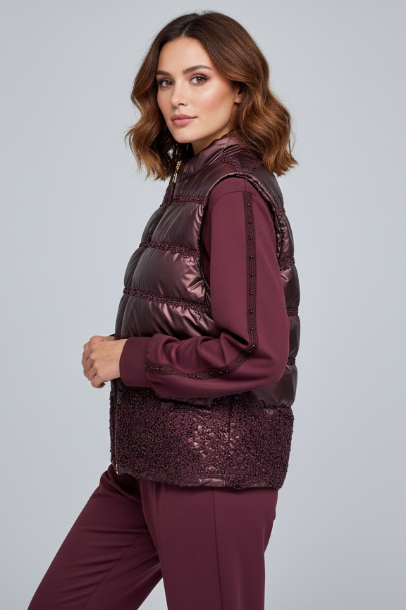 Zerina Boncuk Detaylı İşlemeli Mont Yelek Eşofman Takımı