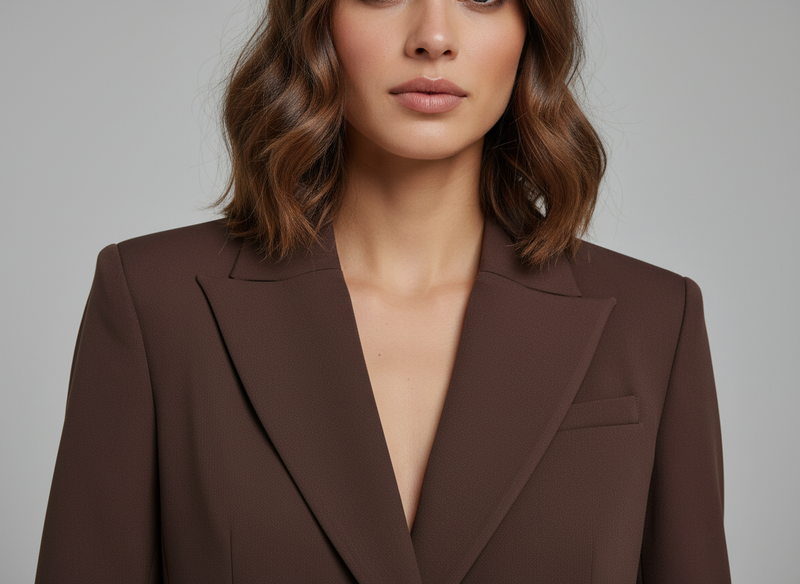 Gold Düğme Detaylı Kahverengi Blazer Ceket