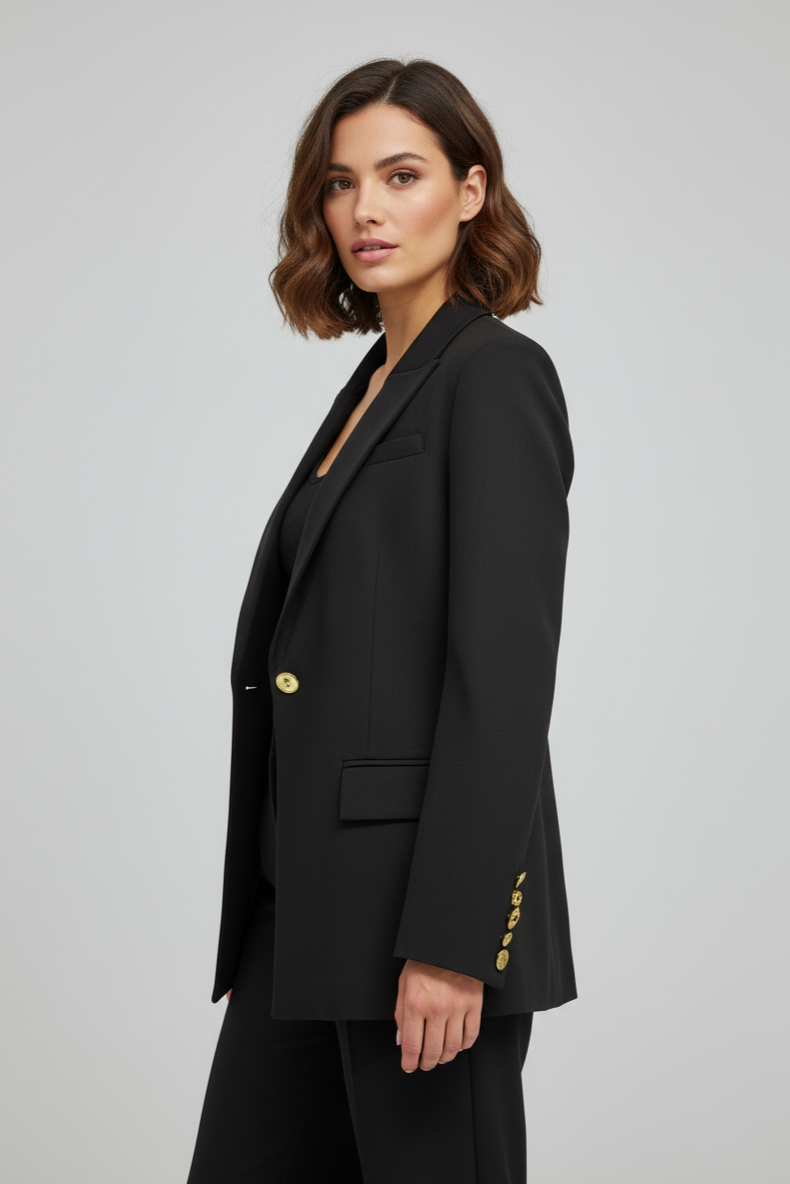 Zerina Gold Düğme Detaylı Blazer Ceket