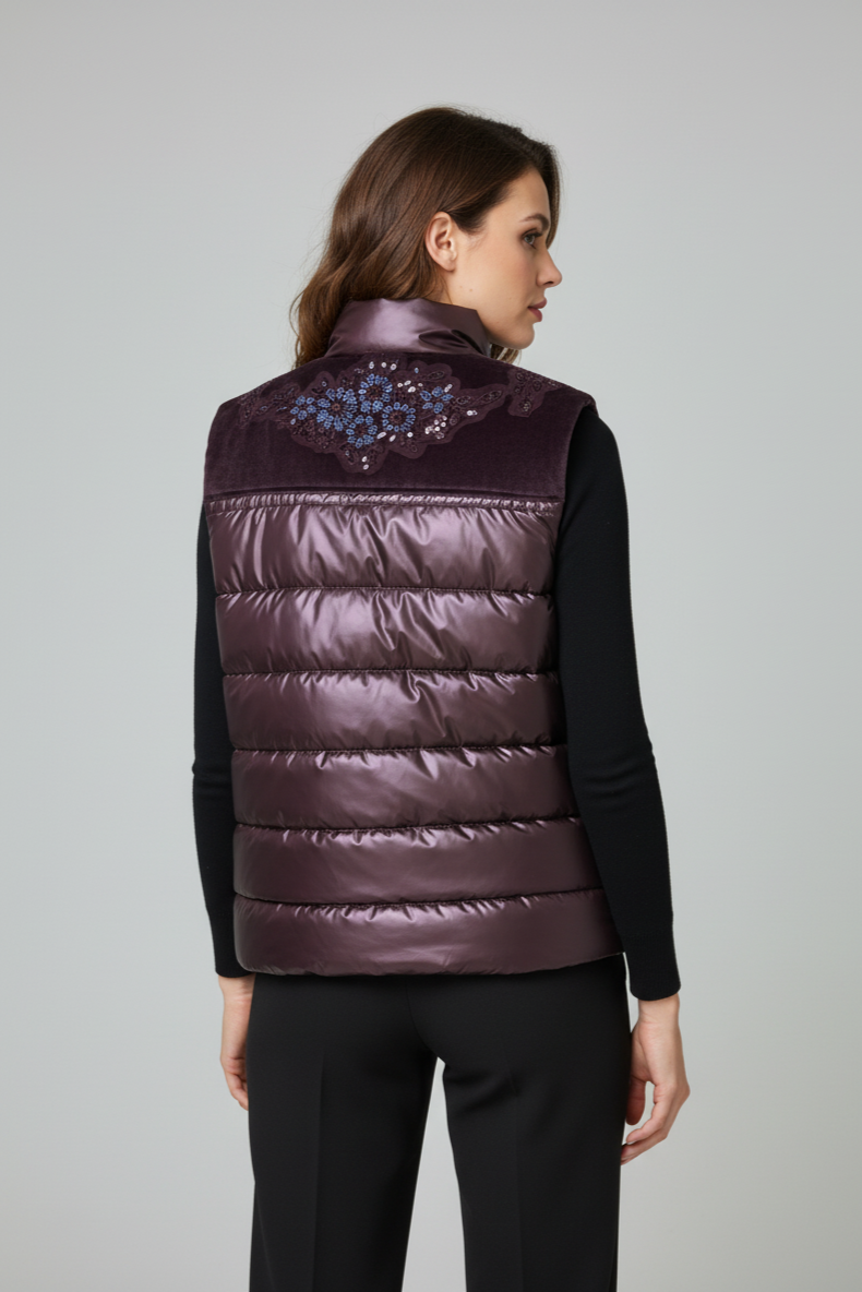 Zerina Kadife İşleme İşleme Detaylı Mont Yelek