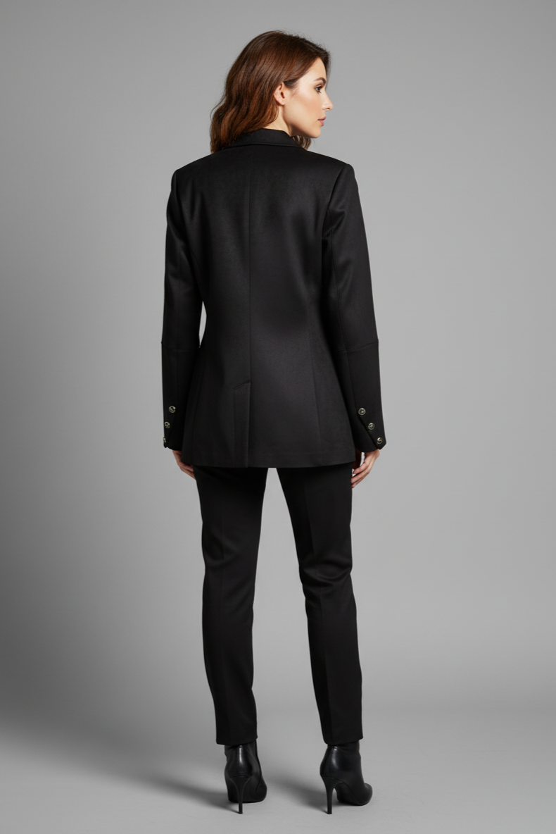 Süet Şerit Detaylı Siyah Ceket Ciclo Ceket