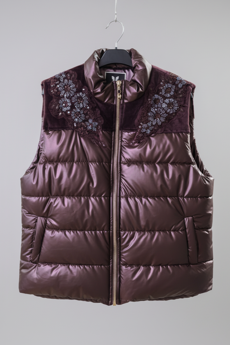 Zerina Kadife İşleme İşleme Detaylı Mont Yelek